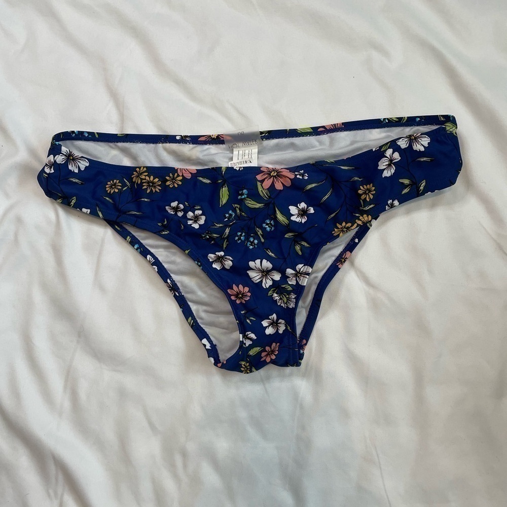 Hot Water size large blue floral bikini bottom